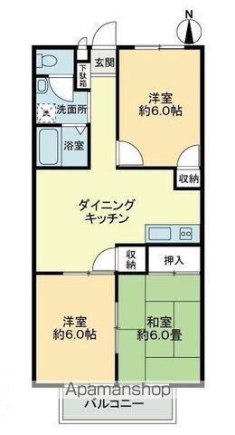 フォブール上里(3DK/2階)の間取り写真