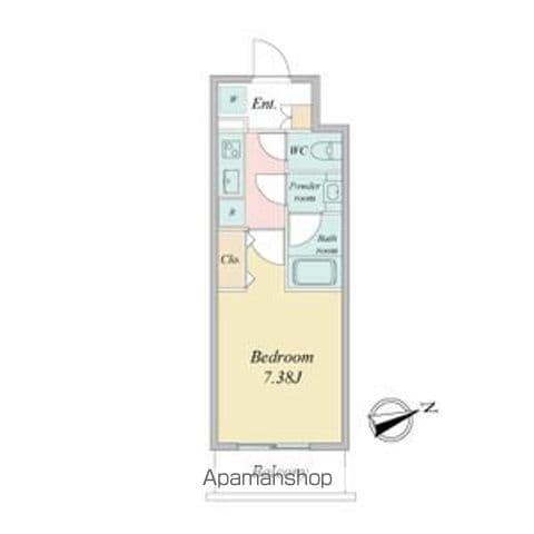 マリオン城西(1K/4階)の間取り写真