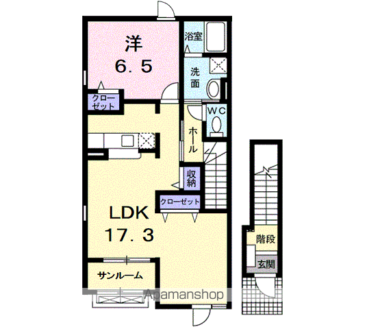 アスパラ・F(1LDK/2階)の間取り写真