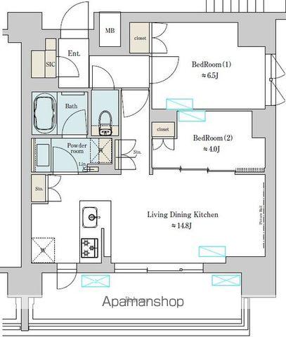 BRILLIA IST 上野稲荷町(2LDK/13階)の間取り写真