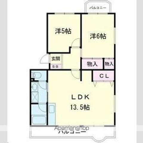 シャトーブラン村田1(2LDK/5階)の間取り写真