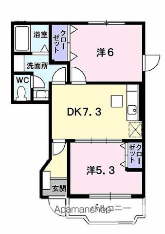 コート・エスポワールⅠ(2DK/1階)の間取り写真