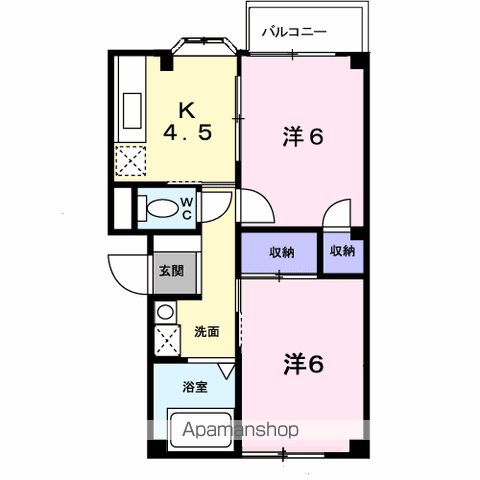 アーバンキャッスルB(2K/2階)の間取り写真