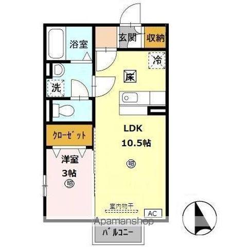 ポルト・イースト(1LDK/1階)の間取り写真