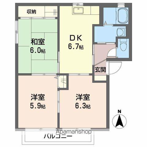 シャーメゾンラヴィ E棟(3DK/1階)の間取り写真
