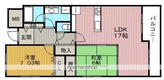 コムザ21北緑丘(2LDK/1階)の間取り写真