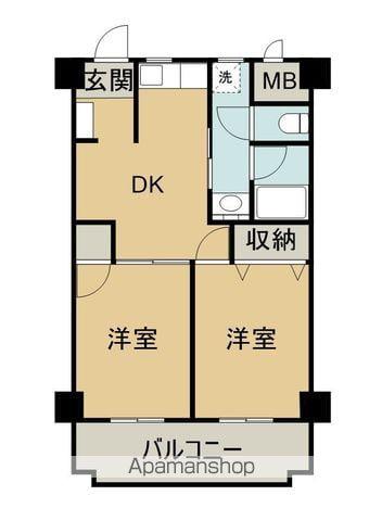 ラヴィル川原(2DK/6階)の間取り写真