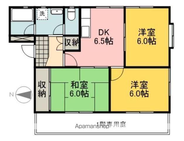 タウンコート北土居 A棟(3DK/1階)の間取り写真