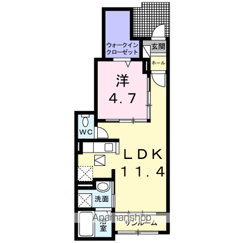 ルーベル柞原 Ⅱ(1LDK/1階)の間取り写真