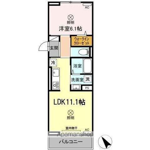 リベラⅢ(1LDK/3階)の間取り写真