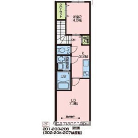 LUSH(1K/2階)の間取り写真