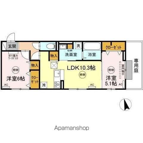 ユーフォリア A棟(2LDK/1階)の間取り写真