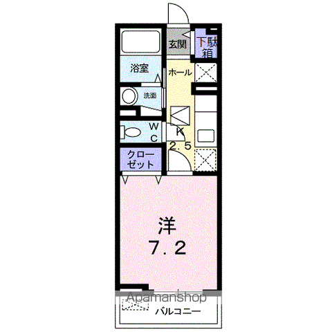 リベラシオンⅢB(1K/1階)の間取り写真