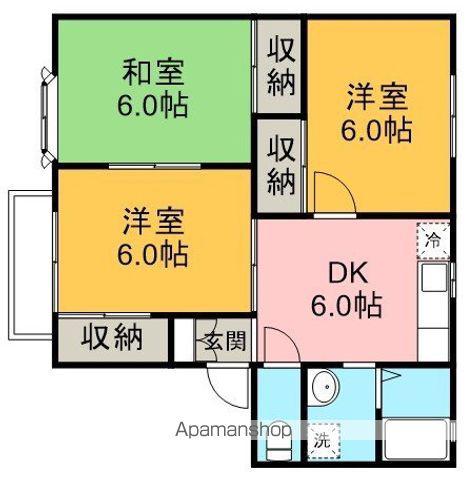 メンバーズタウンかすみI(3DK/2階)の間取り写真