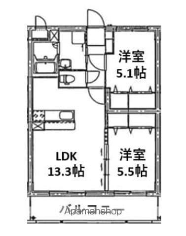 ゼニス森町(2LDK/3階)の間取り写真
