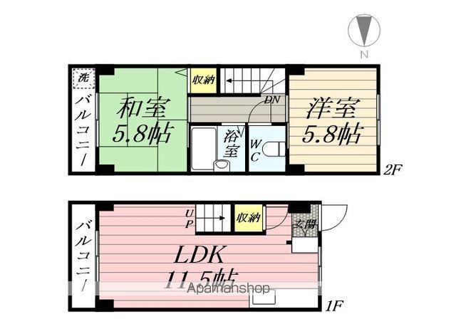 リッツコート(2LDK/1階)の間取り写真