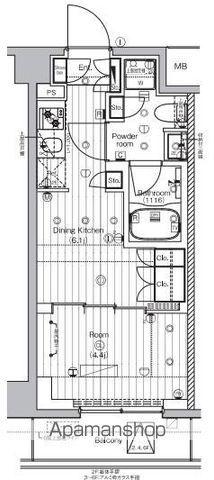PREMIUM CUBE 王子神谷(1DK/4階)の間取り写真