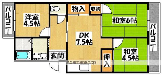 コーポ北花田(3DK/1階)の間取り写真