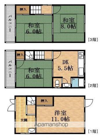 おおさか東線 放出駅 徒歩3分 3階建 築45年(4K)の間取り写真