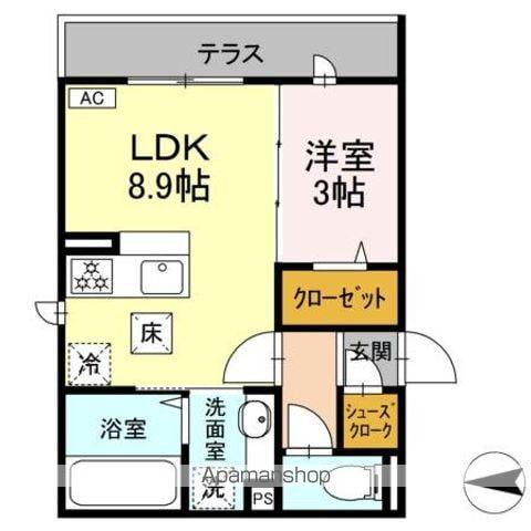 GRAND D-ROOM 吉田(1LDK/1階)の間取り写真