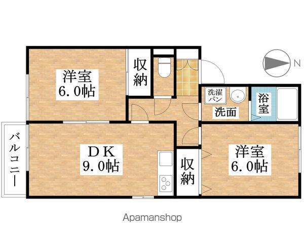 コートビレジ北棟(2DK/1階)の間取り写真