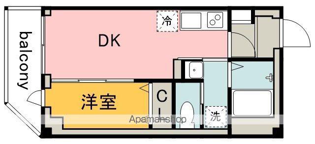 BCASA調布サウス COURT 2ND(1DK/4階)の間取り写真