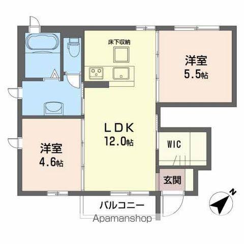 ウエストコートB棟(2LDK/1階)の間取り写真