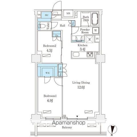 フロンティアレジデンス錦糸公園(2LDK/6階)の間取り写真