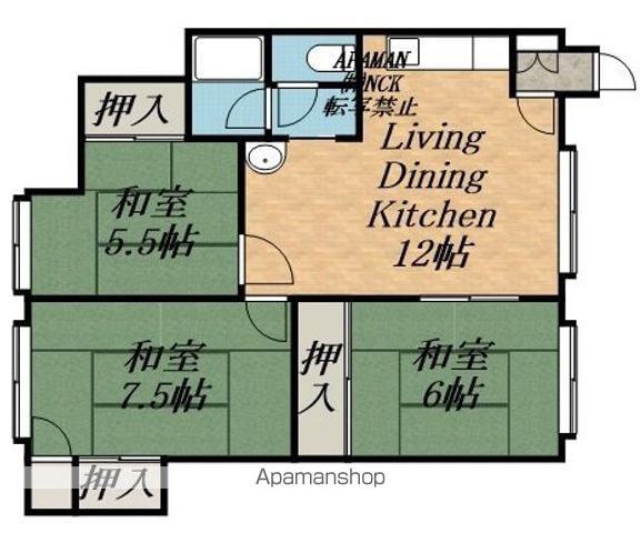 三島ハイツⅠ(3LDK/2階)の間取り写真