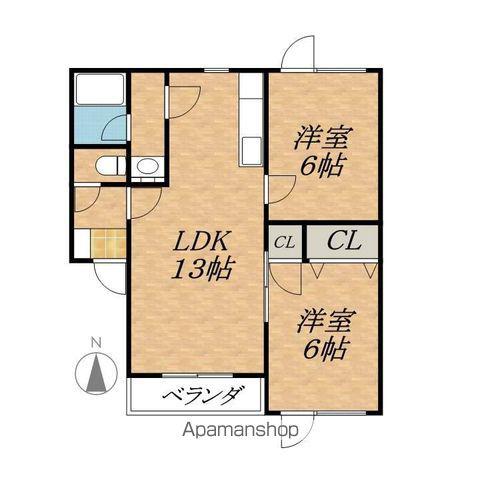 アプローズⅡ(2LDK/1階)の間取り写真