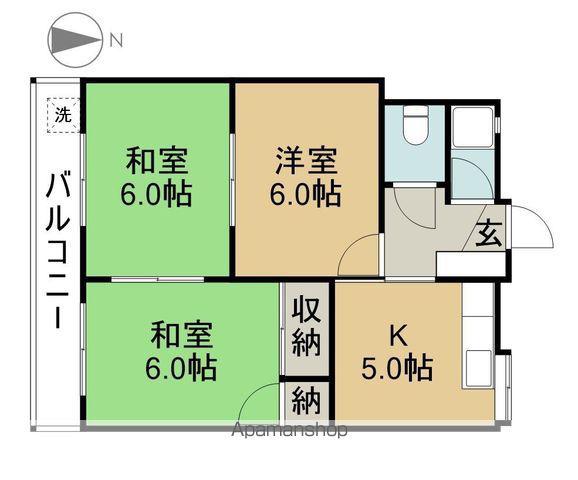 第二白雲荘(3K/1階)の間取り写真