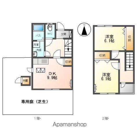 オアシス彩園Ⅰ(2DK/1階)の間取り写真