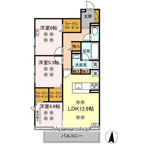 ローテ ベルク(3LDK/3階)の間取り写真