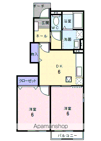 アルハンブラ二番館(2DK/1階)の間取り写真