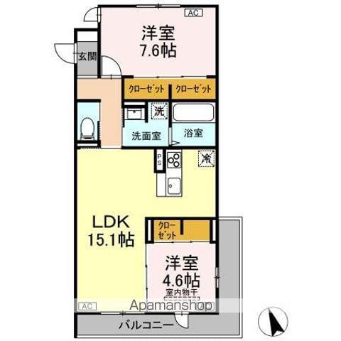 FORENA荒井(2LDK/2階)の間取り写真