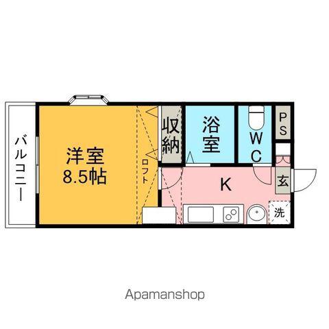 ロイヤルキャビン21(1K/2階)の間取り写真