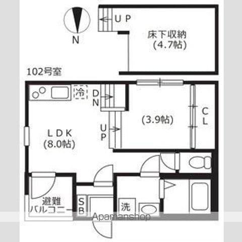 ヒュッゲ(1LDK/1階)の間取り写真