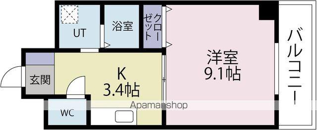 オリエンタル橿原(1K/4階)の間取り写真