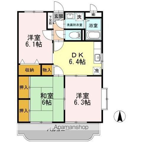 柳原マンションⅡ(3DK/2階)の間取り写真