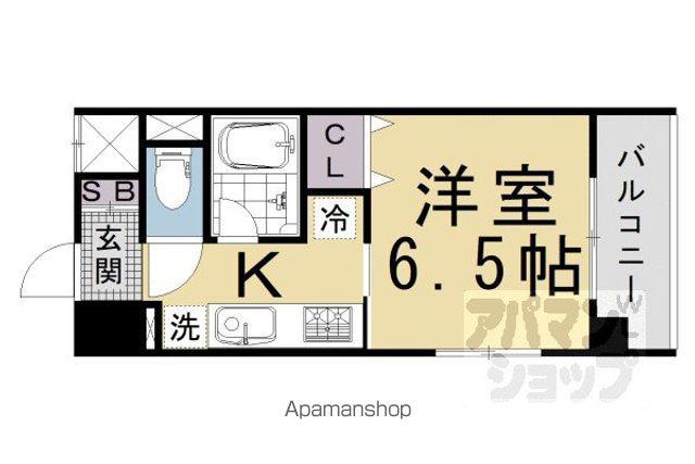 ラグゼナ清水五条(1K/2階)の間取り写真