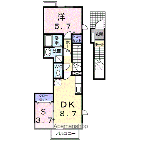 メゾン・ドゥフラン(1SDK/2階)の間取り写真