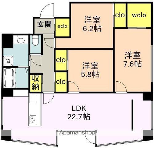 サンキャナル(3LDK/2階)の間取り写真
