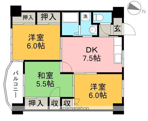 岡林マンション(3DK/3階)の間取り写真