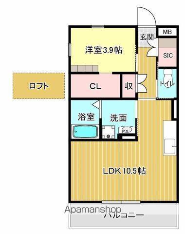 バンベールノース(1LDK/1階)の間取り写真