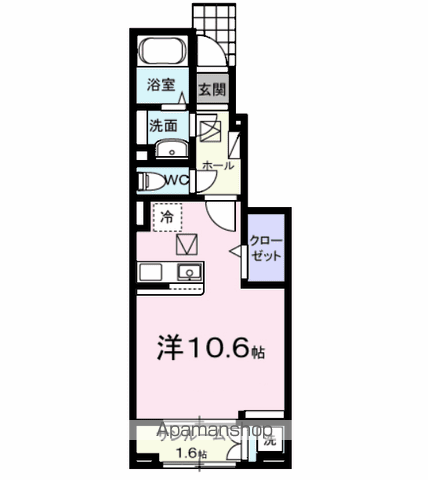 レッチーノⅡ(ワンルーム/1階)の間取り写真