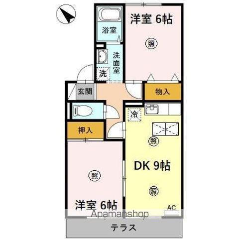 ファミール東(2DK/1階)の間取り写真