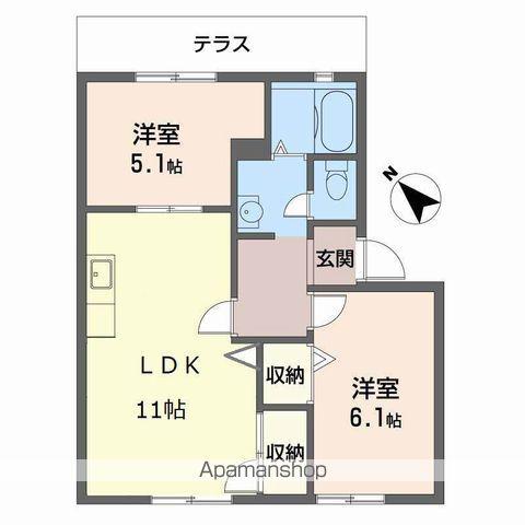 サニーハイツ貝塚(2LDK/1階)の間取り写真