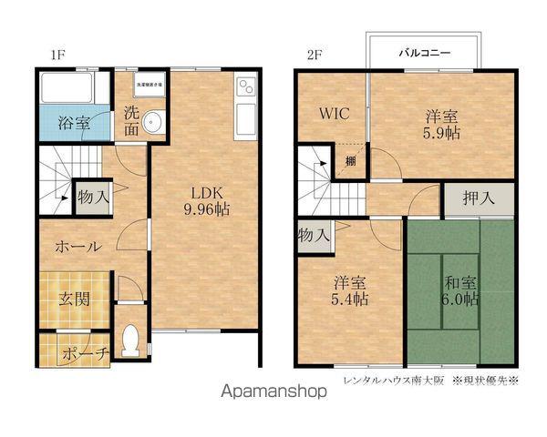 フジパレス忠岡Ｂ棟(3LDK)の間取り写真