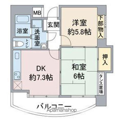 ナビシティ上社207号(2DK/2階)の間取り写真