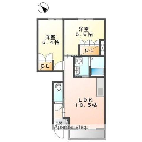 マミーユⅡ(2LDK/1階)の間取り写真